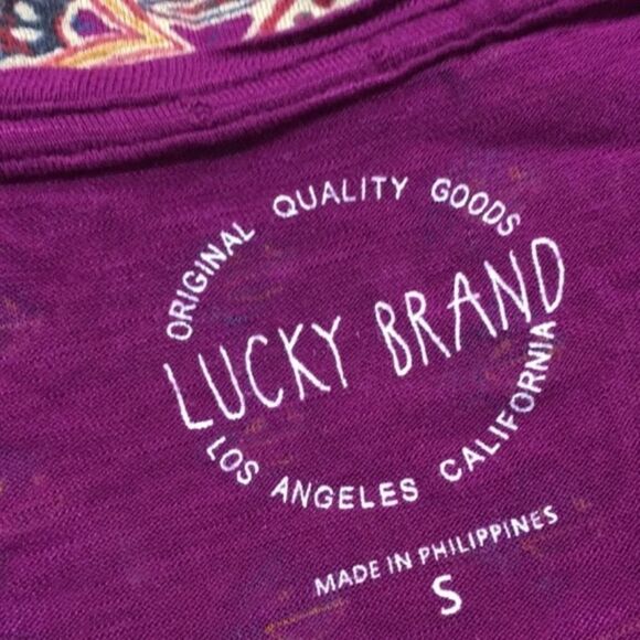 LUCKY BRAND BOHO PERSIAN CARPET‎ SHORT SLEEVE PULLOVER TEE SMALL *FLAW - Picture 8 of 9